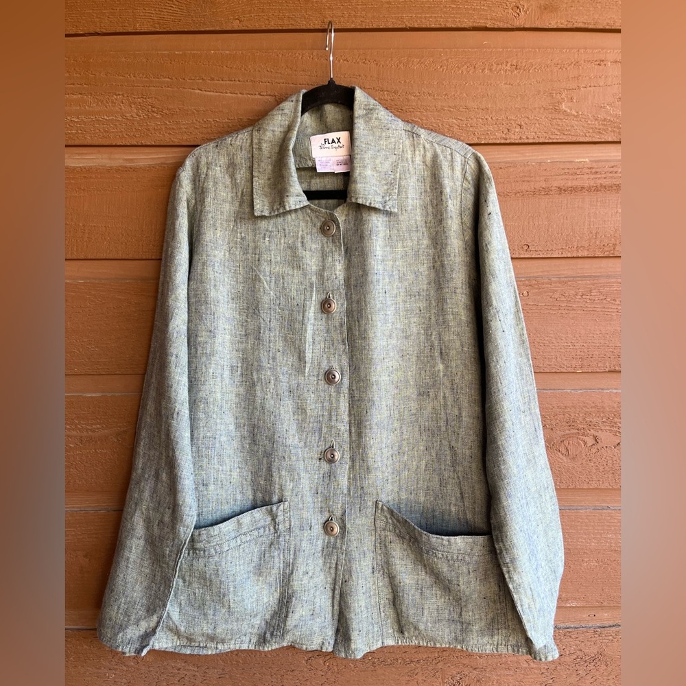 FLAX 100% Linen blazer by Joanne Engelhart. Oversized Small.